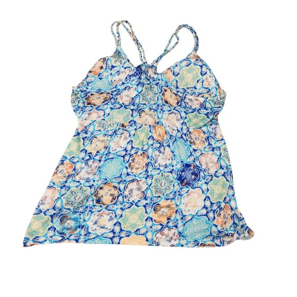 American Rag Blue & Multicolor Boho Halter Top L 4175 - Picture 2 of 9